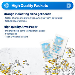 2 gram X 6000 PK “Dry & Dry” Food Grade Orange Indicating Silica Gel Packets