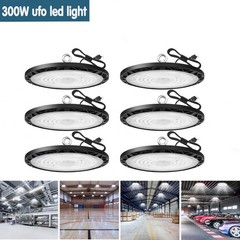 6 Pack 300W UFO LED High Bay Light Industrial Factory Warehouse Shop Commercial