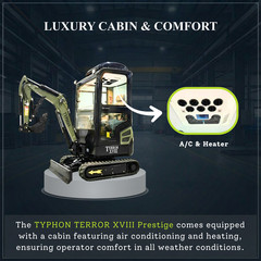 TYPHON Terror XVIII Prestige 2 Ton Mini Excavator AC/Heater cabin 13 Attachments