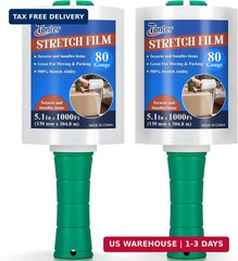 Mini Clear Stretch Wrap Film 5.1″ x 1000ft 2 Pack with Handle, 80 Gauge plastic