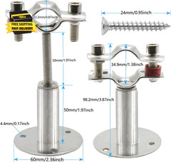 2 Pcs Stainless Steel Wall Mount Ceiling Mount Pipe Support, Adjustable Ceiling