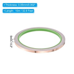 Copper Foil Tape 0.2 Inch x 33 Feet 0.05mm Thick Double Sided Conductive