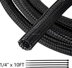10 Feet Braided Wire Loom Split Sleeving Self-Wrap Cables Management Protector