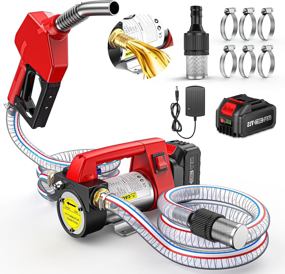 21V Cordless Electric Kerosene Transfer Pump 12GPM Fuel Diesel Pump Kit 4000mAh