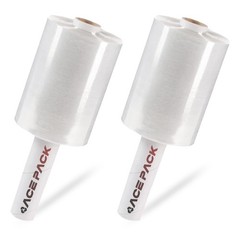 Shrink wrap Stretch Film Clear 2 Rolls 5″x1000 80 Gauge with Handle Heavy Duty