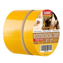 Double Sided Woodworking Tape, 1 & 2 Inch x 33 FT, 2 Rolls Residue-Free, Remo…