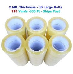 36 ROLLS – 2 INCH x 110 Yards (330 ft) Clear Carton Sealing Packing Package Tape