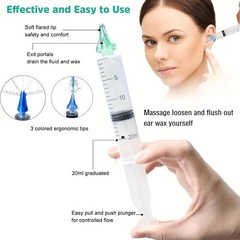 Ear Wax Removal Rinse Syringe Kit with Replacement Tip Nozzle, Ear Cleaner Tool