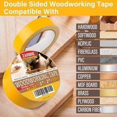 Double Sided Woodworking Tape, 1 & 2 Inch x 33 FT, 2 Rolls Residue-Free, Remo…