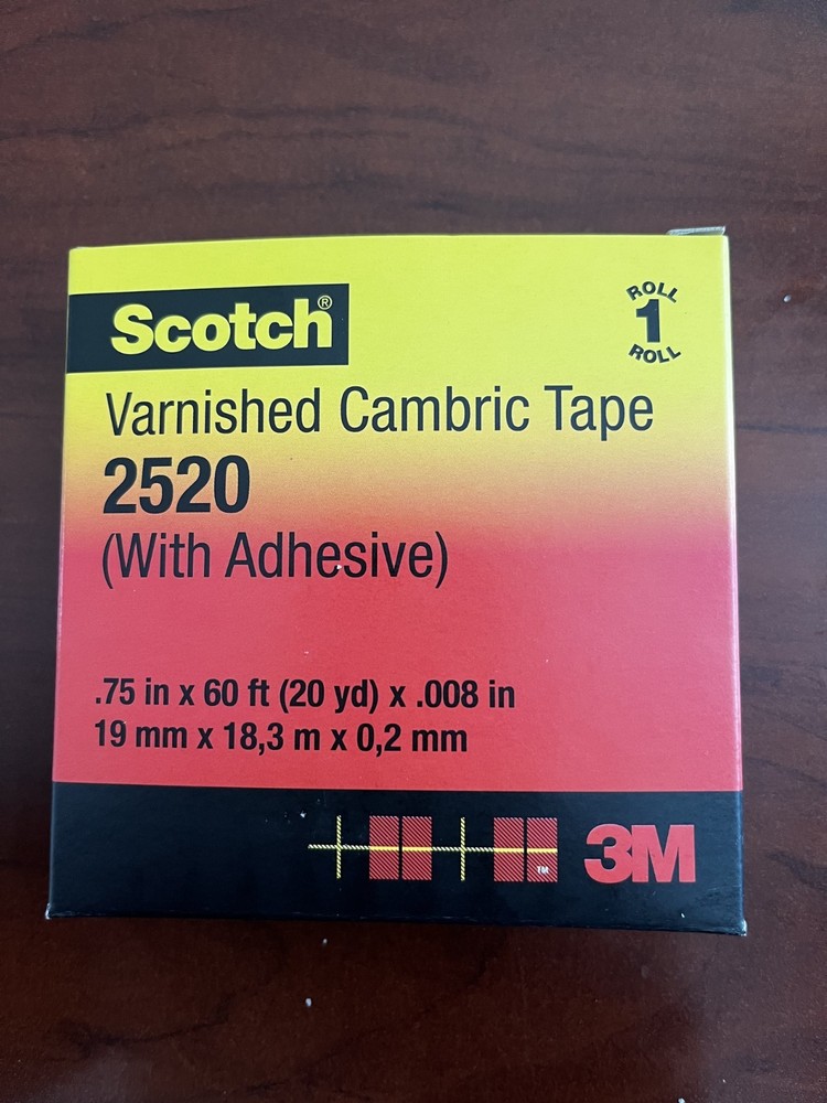 3M 7000031629 – Varnished Cambric Tape, 2520 Series (3/4 in x 60 ft)