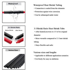 3:1 Heat Shrink Tubing Black Dual Wall Waterproof Glue Wires Wrap (LARGE SIZES)