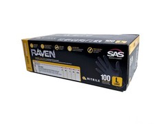 SAS Safety 66518 Raven Disposable Black Nitrile Gloves, Large, 100 ( Pack of 1)