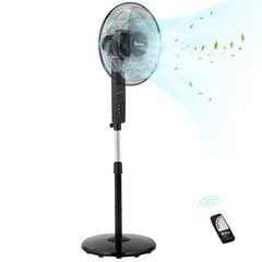 16″ 120° Oscillating Pedestal Fan, Height Adjustable Standing Floor Fan 3 Speeds