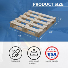 , 48X40X5 Wooden Pallet Kit, Heavy-Duty Industrial Grade Pinewood, Unassembled F