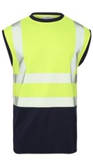 New Mens Hi Viz Vis Hi Visibility Vest Top Safety Work Wear Crew V Neck T-Shirt