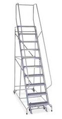 NEW! Cotterman 130 in H Steel Rolling Ladder, 10 Step Serrated, 450lb Load Cap!!