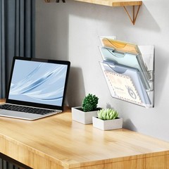 Clear Large Acrylic Single Pocket Hanging Wall Mount File Organizer 6 PCS