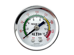 Air Pressure Gauge 1.5″ Dial Center Back Mount 1/8″NPT – 0 to 200PSI Color Coded