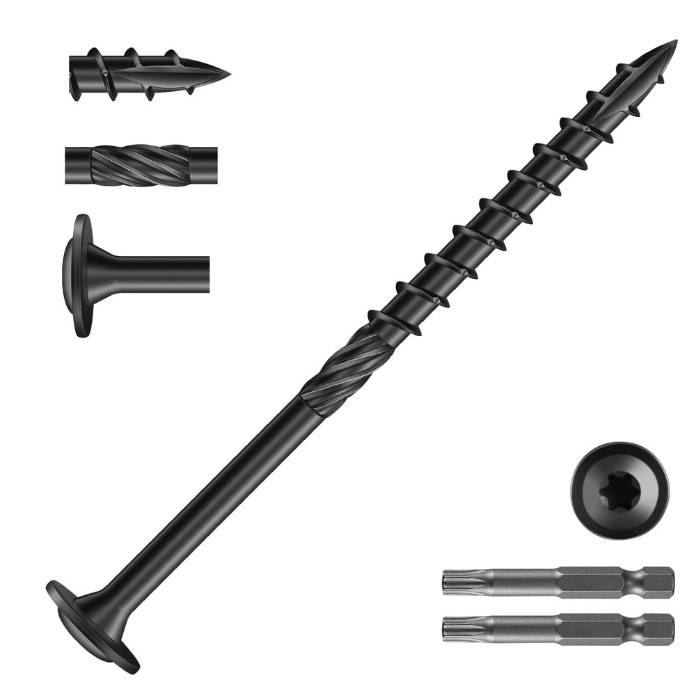 14 x 4 Inch Lag Screws (70Pcs) 2lb. Structural Wood Screw, Black