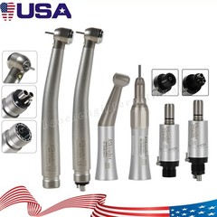 Dental LED High/Low Speed Handpiece Straight Contra Angle Motor 4/2Holes USA