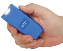 Police Blue Stun Gun Self Defense 60 Mi Vol Rechargeable FLASHLIGHT Home Protect