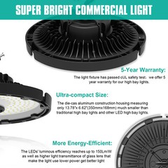 240W UFO LED High Bay Light Industrial Warehouse Shop Light Dimmable 100~277VAC