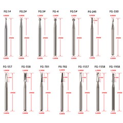 10-100 Pcs Dental Handpiece Carbide Burs FG 1 2 3 4 5 557 558 1957 1958 330 245
