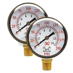 2 Air Compressor Pressure Hydraulic Gauges 2″ Face Side Mount 1/4″ NPT 0-200 PSI