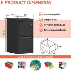 NEW Metal Vertical File Storage Cabinet with Lock 2 Drawer Office Filing Cabinet