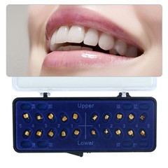 AZDENT Dental Orthodontic Brackets Braces Mini Roth/MBT 022 Hooks 345 Gold Type