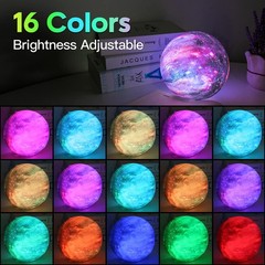 BRIGHTWORLD Moon Lamp Galaxy Lamp 5.9 inch 16 Colors LED 3D Moon Light, Remote &