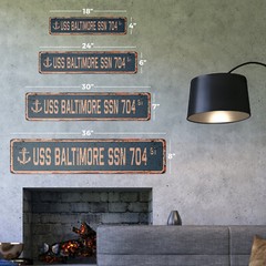 USS BALTIMORE SSN 704 Vintage Street Sign us navy ship veteran sailor rustic