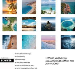 2026 Wall Calendar BEACHES, 12 Months Hangable Wall Calendars, Beach Calendars