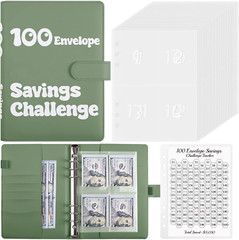 100 Envelopes Money Saving Challenge Binder, A5 Savings Challenges Book with Env