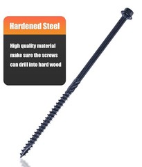 Structural Lag Screws 8 Inch, 50-Pack #14 X 8 Heavy Duty Black Timber Screws,