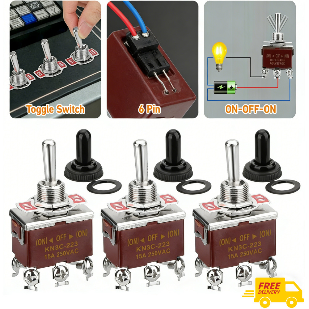 NEW HEAVY DUTY DPDT ON-OFF-ON TOGGLE SWITCH 20A 125V, 15A 250V Screw 3pcs
