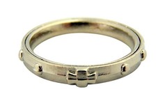 Silver Tone One Decade Rotating Rosary Ring with Cross, Large