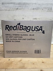 10 Boxes of RediBagUSA Small Hybrid Food Service Gloves Blue