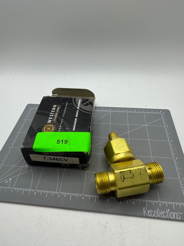 Western Valve T-346CV Brass Gas Service Tee Fitting w/Check Valve