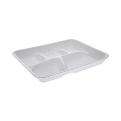 Pactiv Evergreen Foam School Trays 5 Compartment White 8.25×10.5×1 Inch 500 Ct