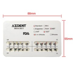 AZDENT Orthodontic Dental Brackets Braces Mini Standard Roth MBT.022/.018 Hooks