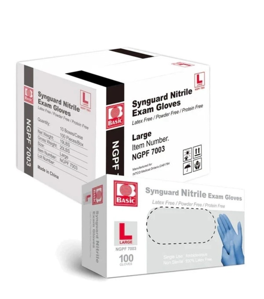 10 pack off 100 Disposable Synguard Nitrile Exam Gloves Latex Powder Free