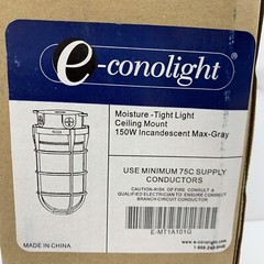 Econolight 150w Industrial Moisture Tight Light Ceiling Mount Incandescent Gray