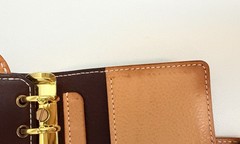 Handmade Leather Planner Binder, A7 Pocket Size, Brown & Tan Colorblock