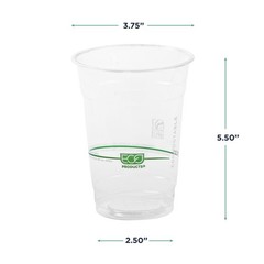 GreenStripe Clear Compostable 16oz PLA Plastic Cups, Case of 1000, Disposable…