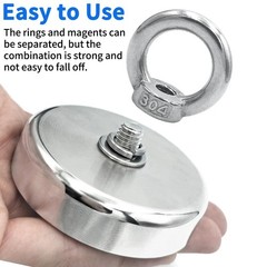 61kg Strong Fishing Magnet Kit Double-Sided Pull Force and Rope Carabiner