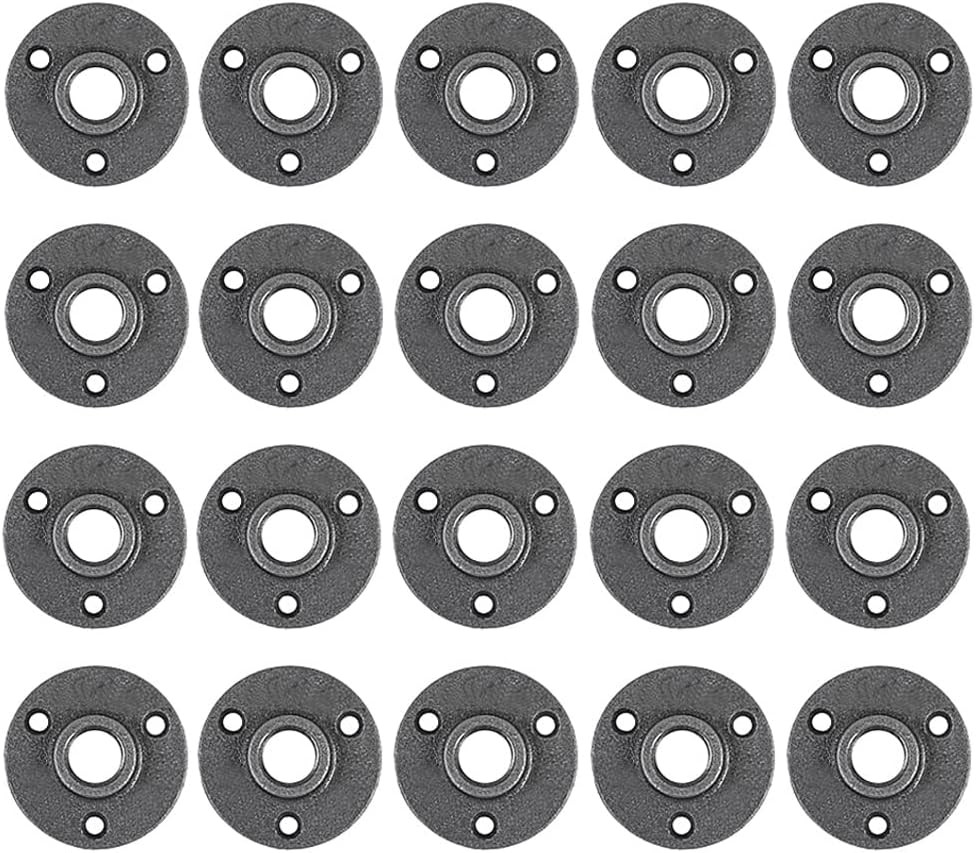20 Pack 1/2 Inches Malleable Cast Iron Pipe Flange, Industrial Pipe Flanges for