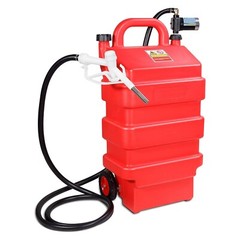 Portable 16 Gallon 60L Fuel Caddy Tank with 12V DC Electric Transfer Pump Red