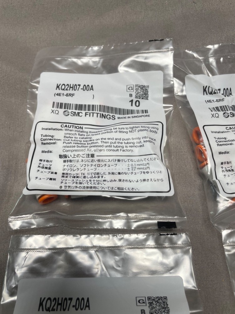 SMC KQ2H07-00A 1/4″ Tube x 1/4″ Straight/Coupler 1 Sealed Pack of 10pcs