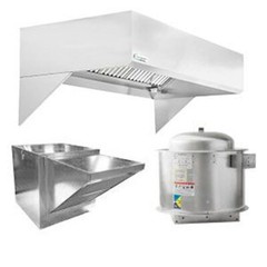 HoodMart 2008B 8 FT Restaurant Hood System w/ Makeup-Air, 18 Gauge Steel